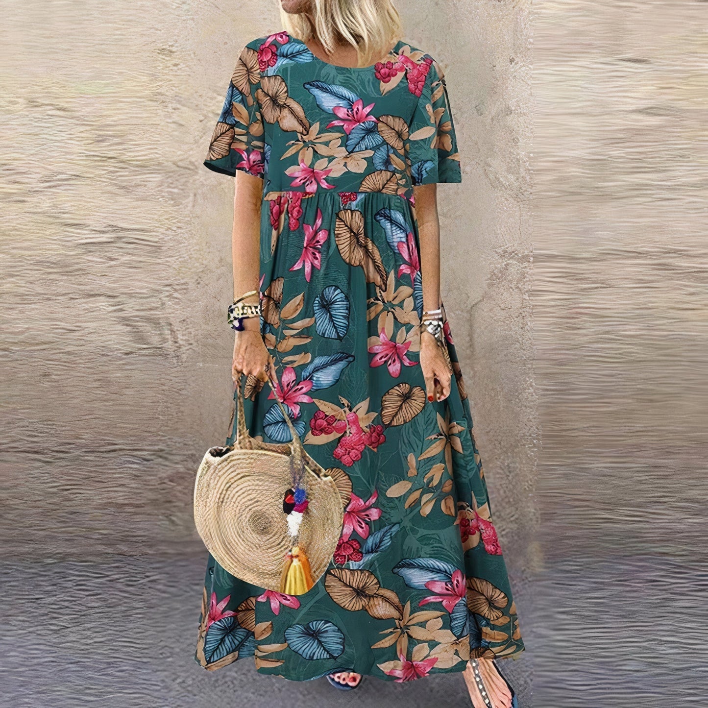 Magdalena™ Elegant Blommig Maxiklänning