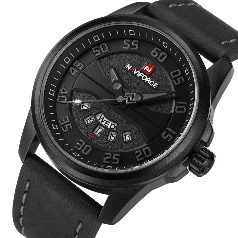 Antonius™ Stilren Kvartsklocka med Läderarmband