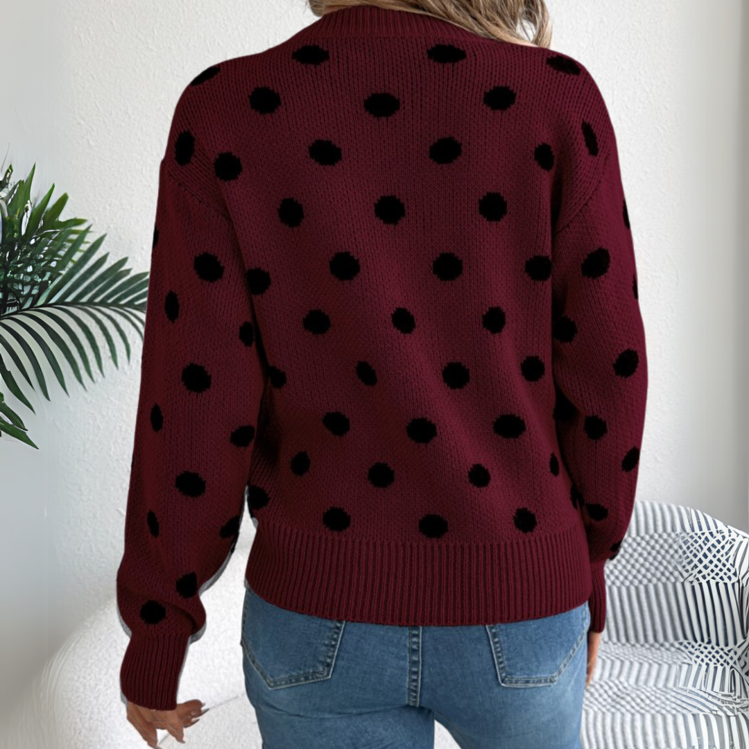 Karla™ Stickad Tröja med Prickmönster