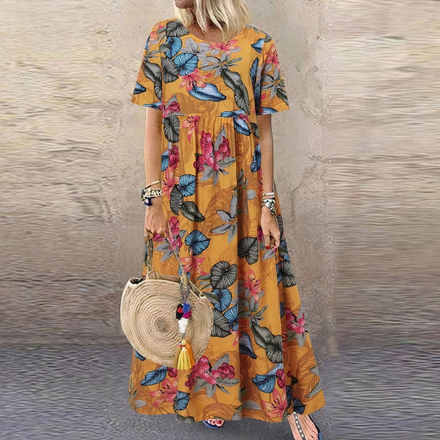 Magdalena™ Elegant Blommig Maxiklänning