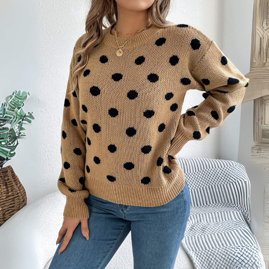 Karla™ Stickad Tröja med Prickmönster