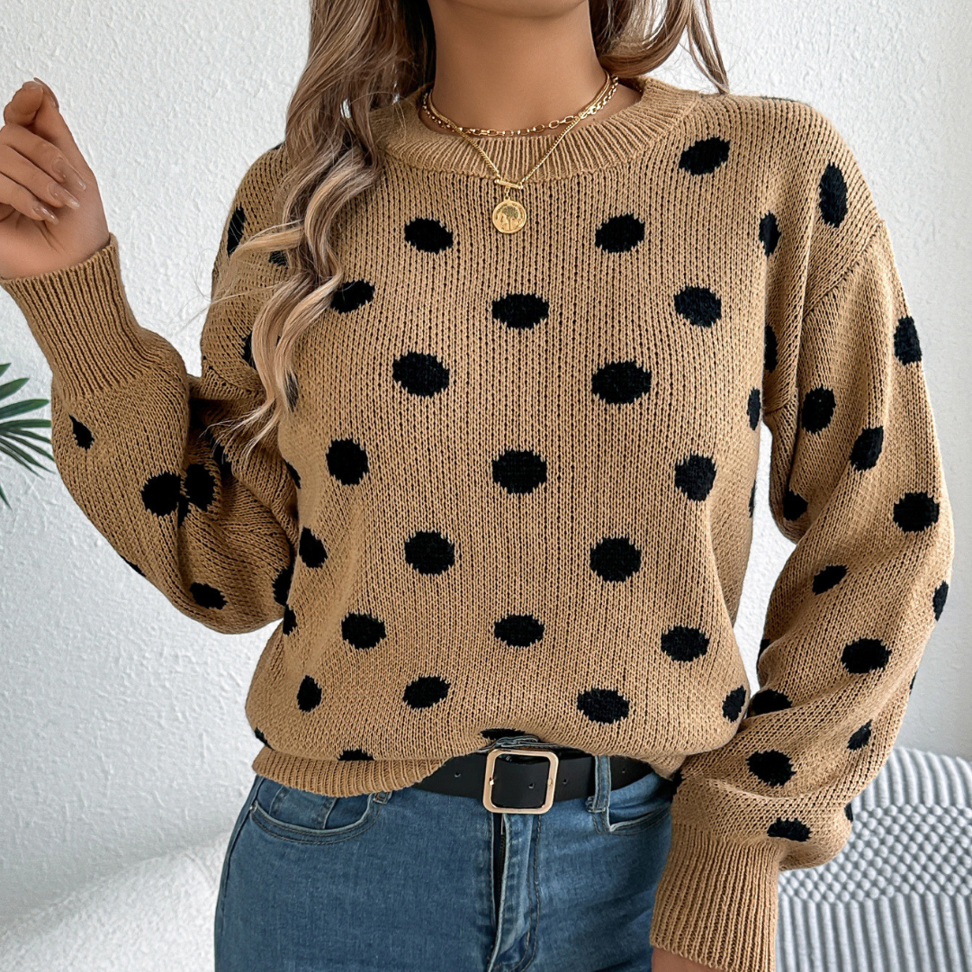 Karla™ Stickad Tröja med Prickmönster