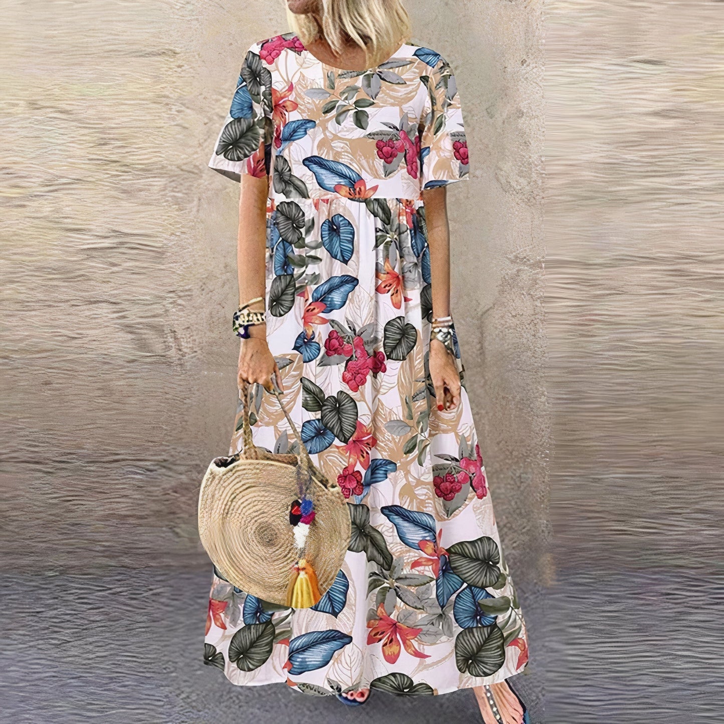 Magdalena™ Elegant Blommig Maxiklänning