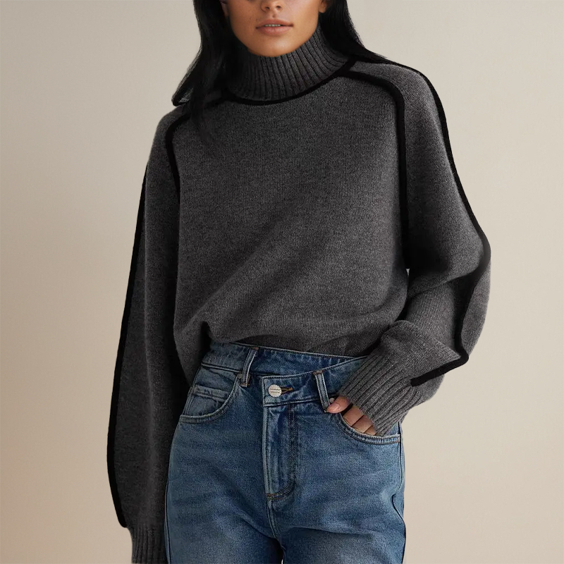 Celine™ Lyxig Polotröja med Kontrasterande Detalje