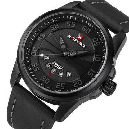 Antonius™ Stilren Kvartsklocka med Läderarmband
