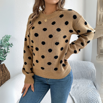 Karla™ Stickad Tröja med Prickmönster