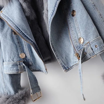 Selma™ Denimjacka med Faux Bontkant